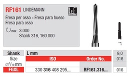 [RF161.316.016] Fresas Lindemann Quirúrgicas de acero Fig. RF161 FGXL 1u Edenta