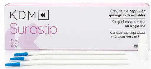 [TIP025-KDM] Cánula aspiración quirúrgica desechable estéril SURASTIP 20u + adaptador KDM   