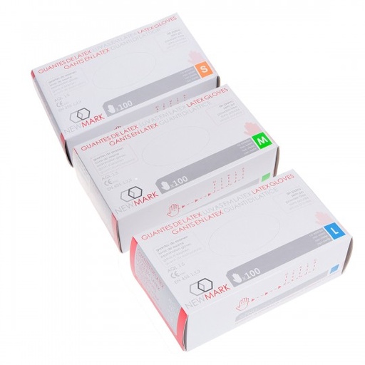 [1639] Guantes de látex sin polvo New Mark 100u
