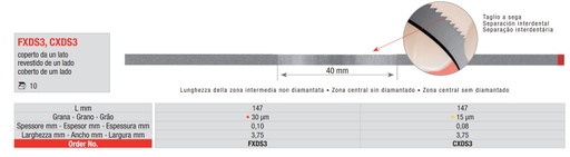 [16566] Tiras Stripping diamantadas un lado 3,75 mm con 40 mm diente sierra 10u Edenta