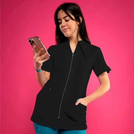 [17209] Casaca Mujer Con Cremallera Expression Color Negro Impulso