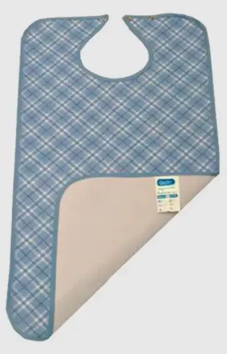 [34390] Babero corchete fibra estampado de 3 capas Cuadro Azul 1u