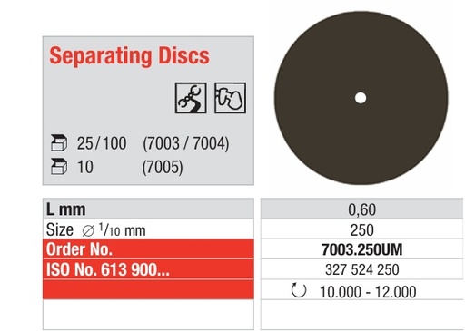 [7003.250.UM-100] Discos corte separadores Fig. 7003 100u Edenta