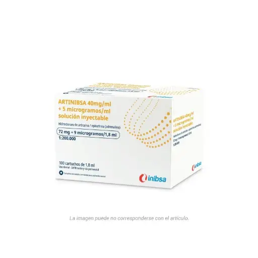 [4565] Anestesia Artinibsa 40mg/ml + 0,005mg/ml 100u. Amarillo Inibsa