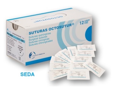 [N09800] Sutura Octosutur SEDA 45cm Calibre 4/0 Aguja TC16 12u Clarben