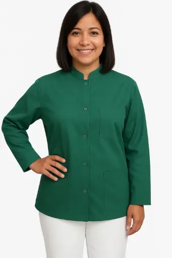 [3028] Camisa abotonada manga larga Verde