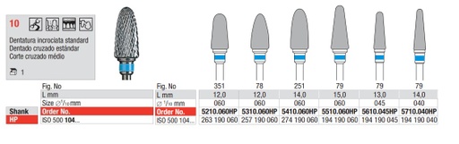 [3877] Fresas Carburo Tungsteno Corte 10 Dentado Cruzado grano medio HP 1u EDENTA