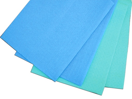 [4300] Tallas papel plástico azul/verde 500u Servilleta/babero