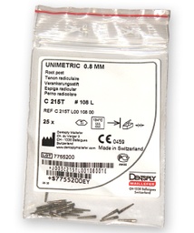 Unimetric titanio cabeza corta ø1,0mm 25u