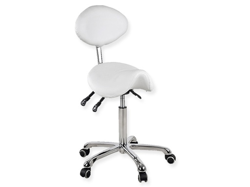 [091025] Taburete silla montar con respaldo ovalado Mod. DYNAMIC Blanco Weelko